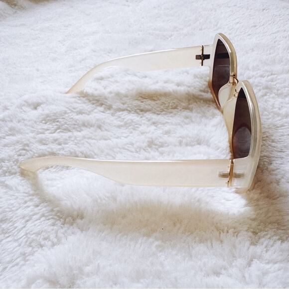 Layla Clear Beige Sleek Square Sunglasses - Picture 6 of 11